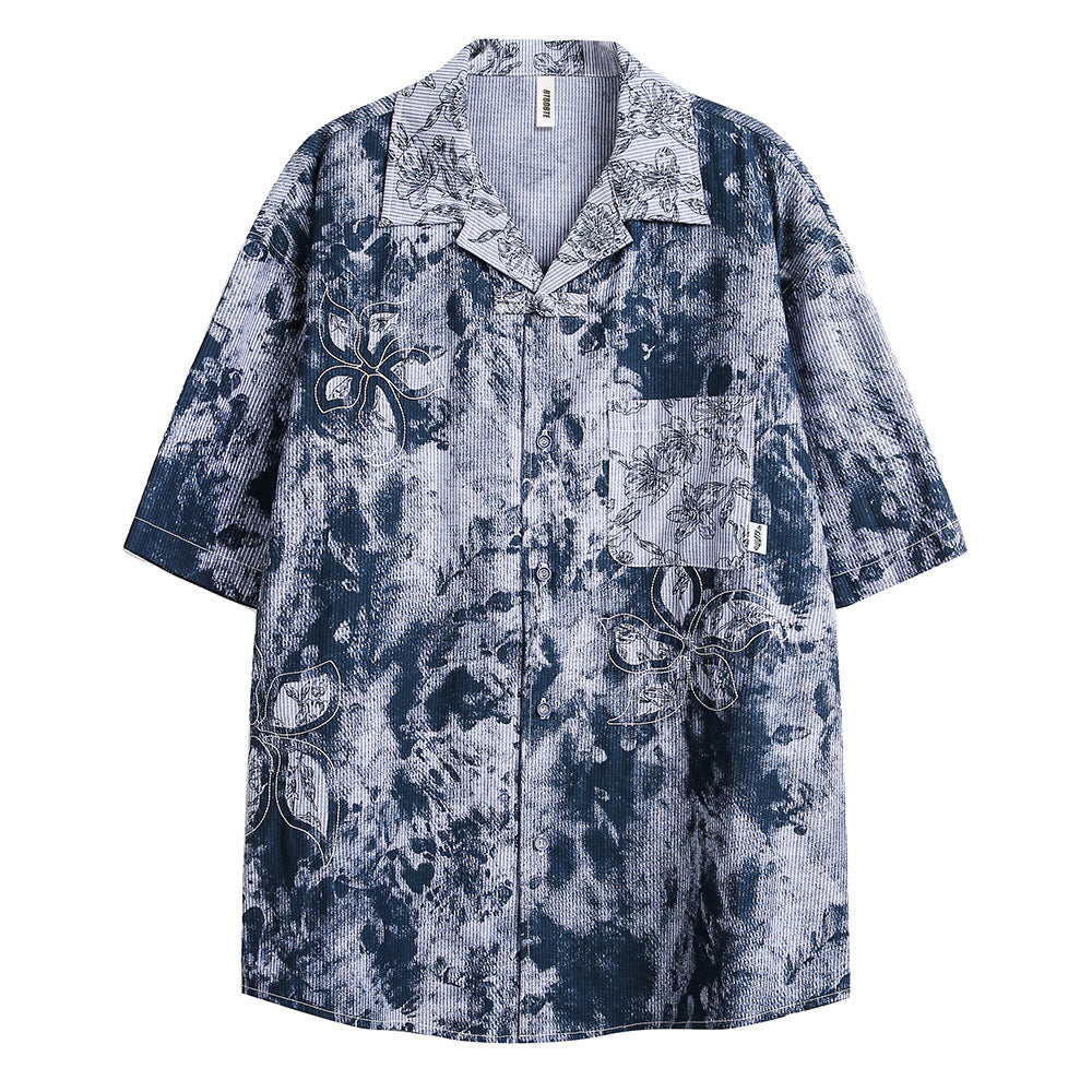 Flower Cutout Embroidered Shirt For Men